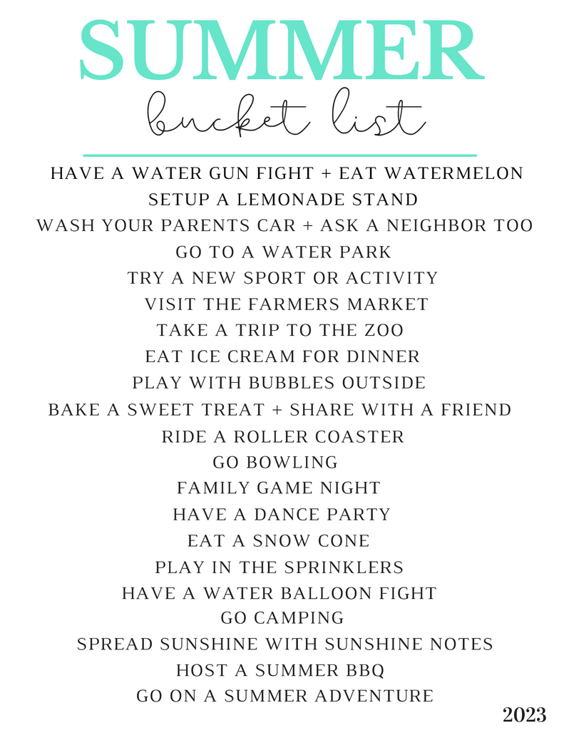 Freebie! Summer Bucket List – Events and Experiences