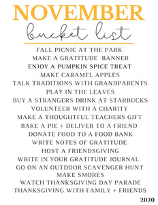 November Bucket List 2020