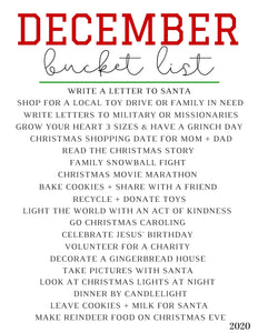 Freebie! December Bucket List