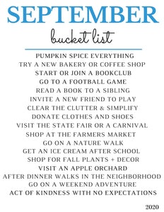 Freebie! September 2020 Bucket List