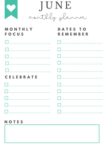 Freebie! June Monthly Goals + Celebration Worksheet